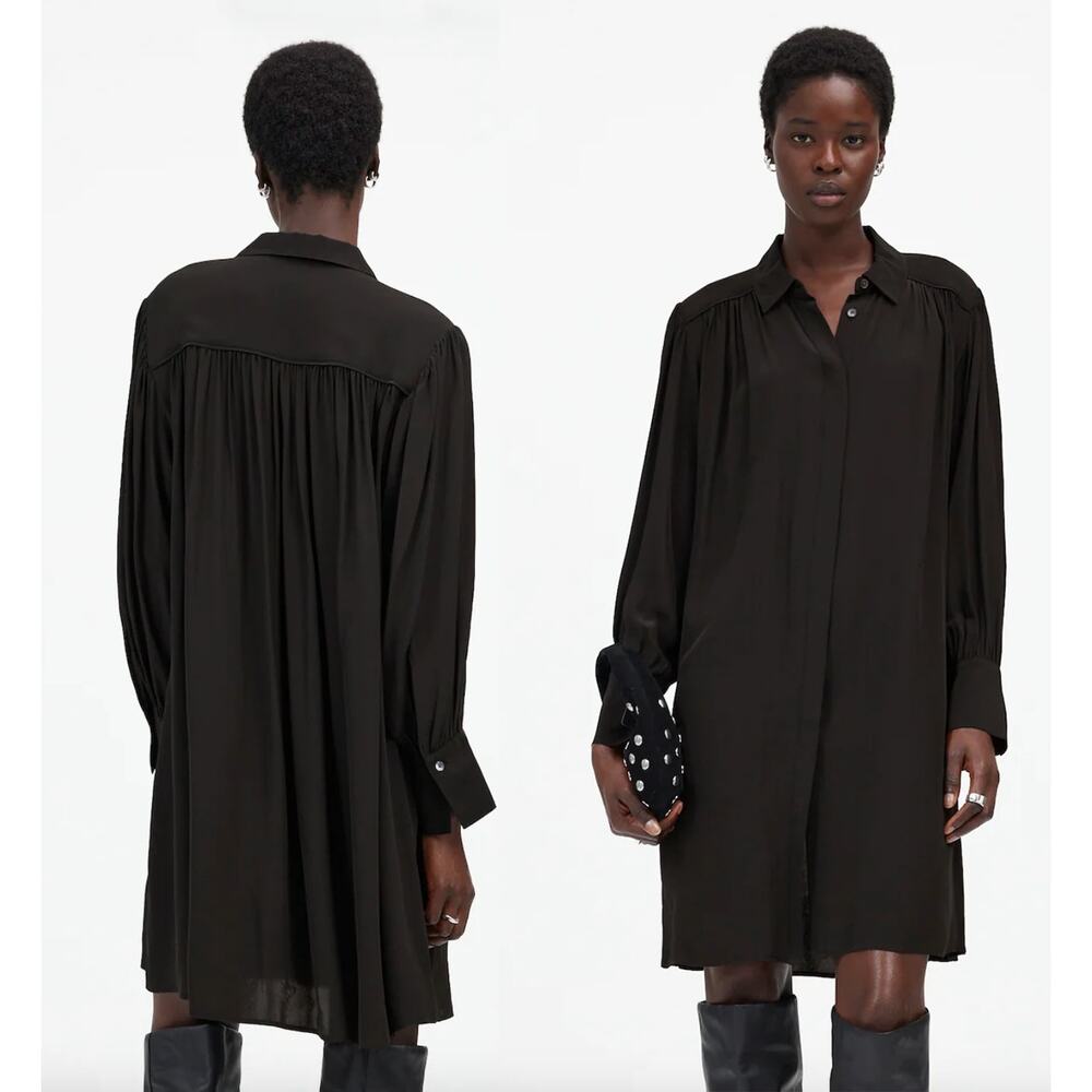 Madewell‎ | NWT | Relaxed Button-Front Mini Dress in True Black | Sz S